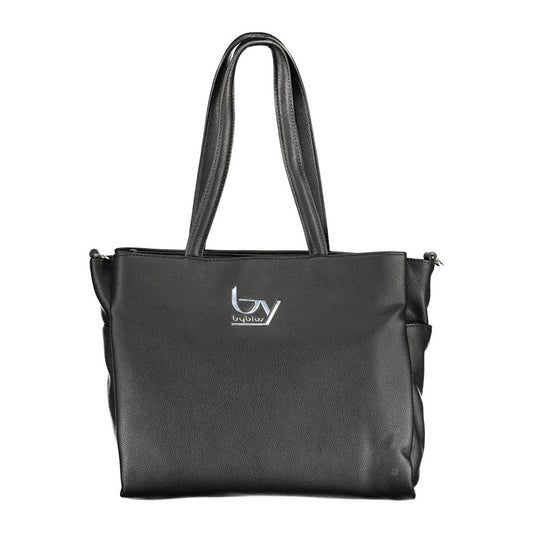 BYBLOS Black Faux Grained Leather Tote Handbag