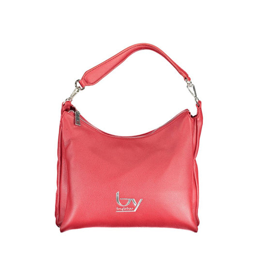 BYBLOS Red Faux Grained Leather Hobo Handbag