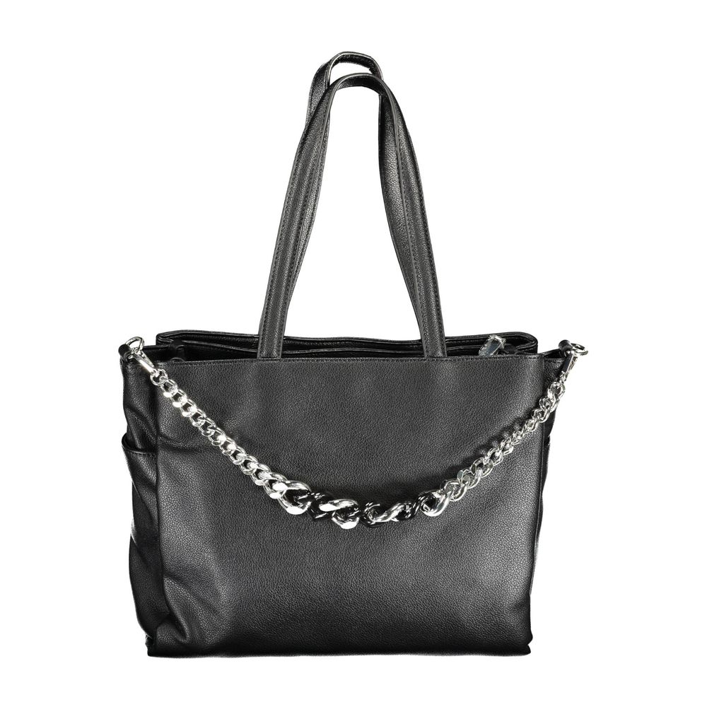 BYBLOS Black Faux Grained Leather Tote Handbag