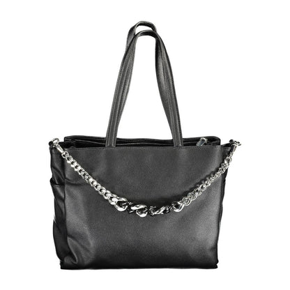 BYBLOS Black Faux Grained Leather Tote Handbag
