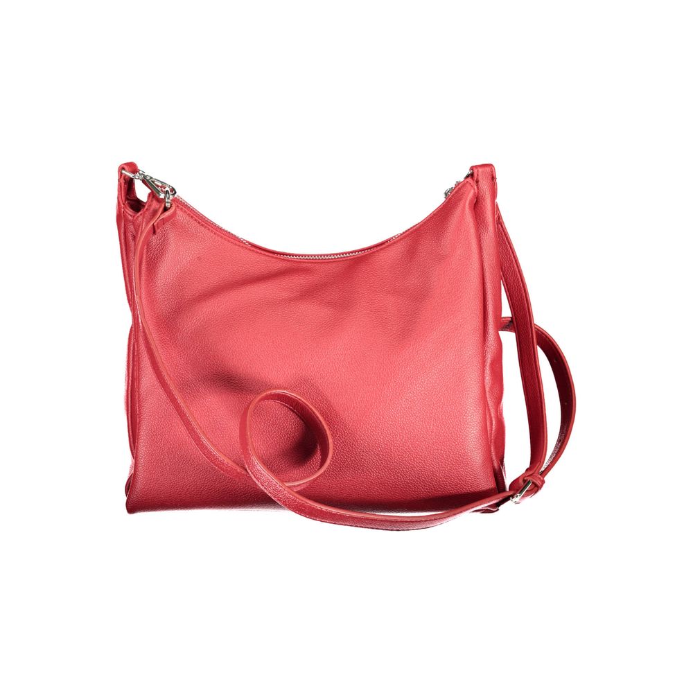 BYBLOS Red Faux Grained Leather Hobo Handbag