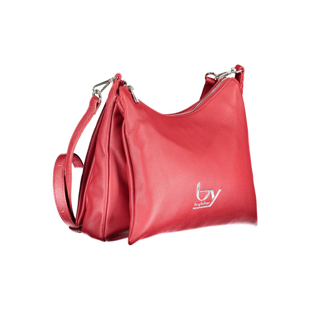 BYBLOS Red Faux Grained Leather Hobo Handbag