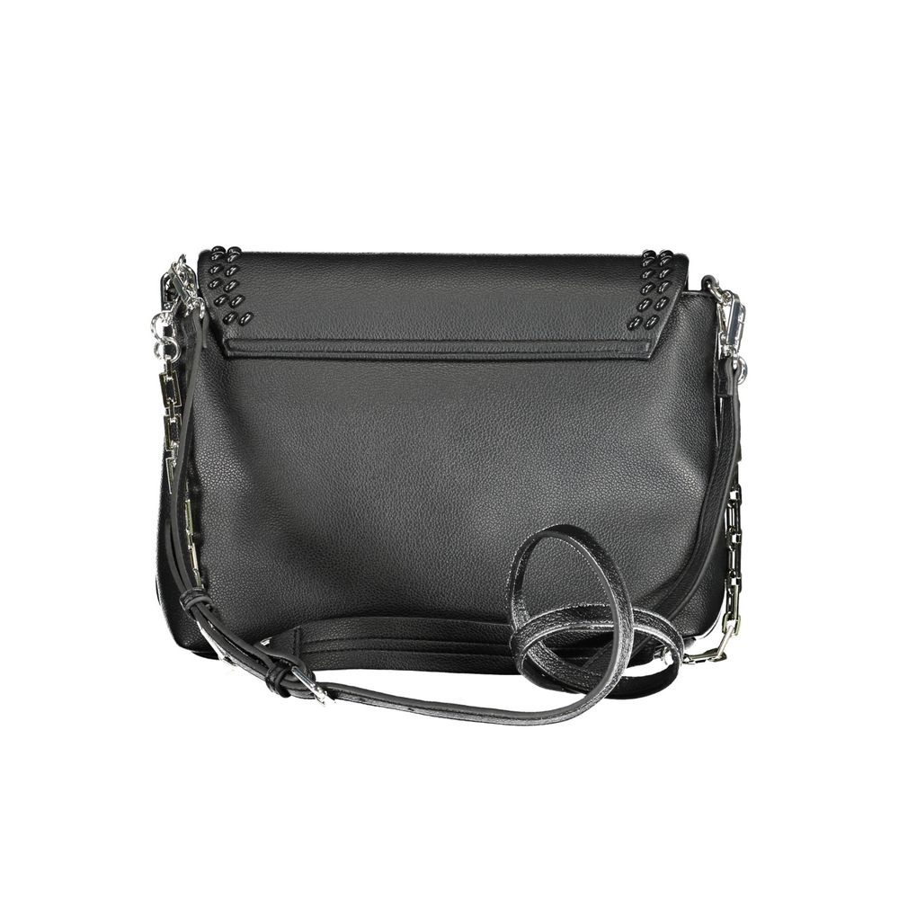 BYBLOS Black Faux Grained Leather Chain Convertible Handbag
