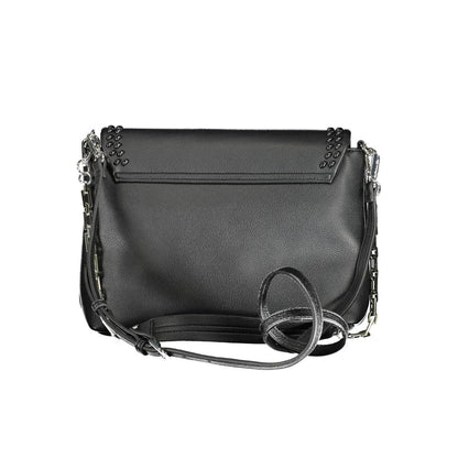 BYBLOS Black Faux Grained Leather Chain Convertible Handbag