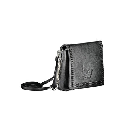 BYBLOS Black Faux Grained Leather Chain Convertible Handbag