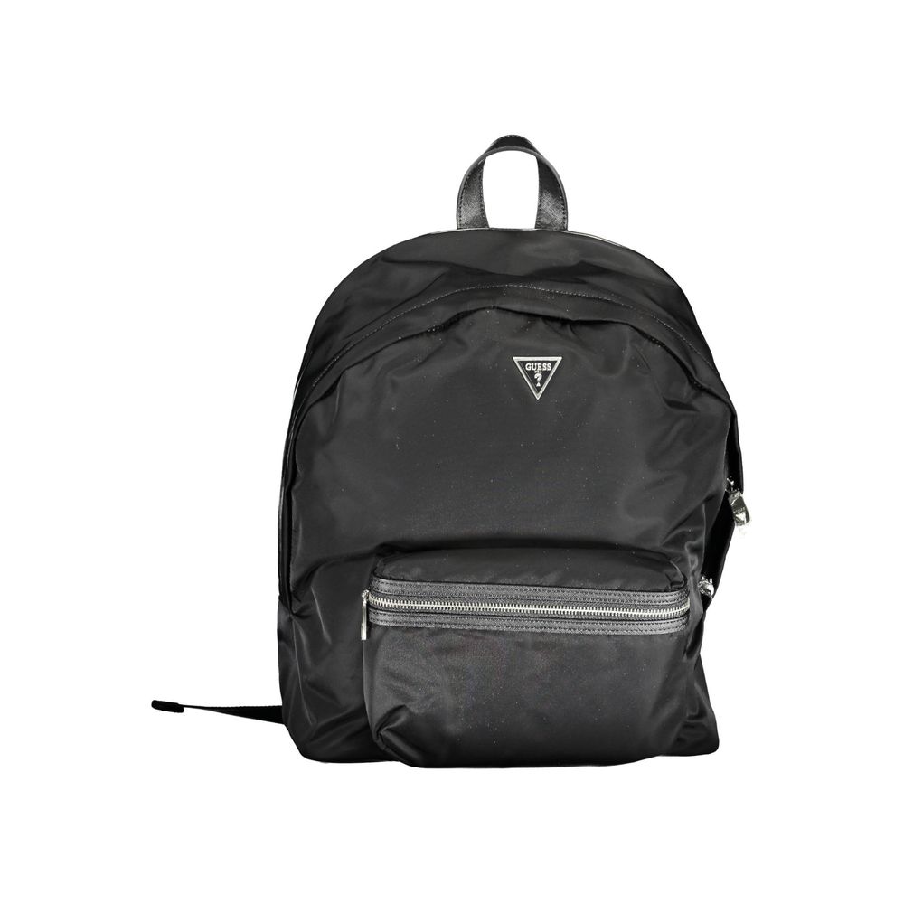 Backpack by Guess Jeans for men in nylon black showcases a stately Nylon Backpack design, featuring a secure zipper with stately external-pockets, internal-pockets & laptop-compartment and versatile handle, backpack-strap & adjustable-strap.