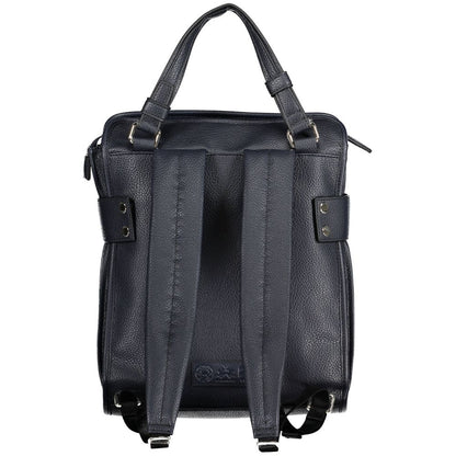 La Martina Blue Faux Grained Leather Backpack