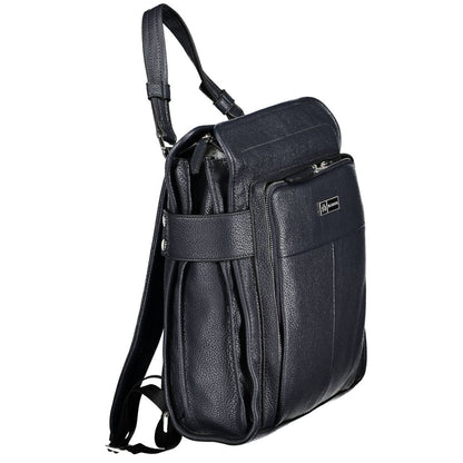 La Martina Blue Faux Grained Leather Backpack