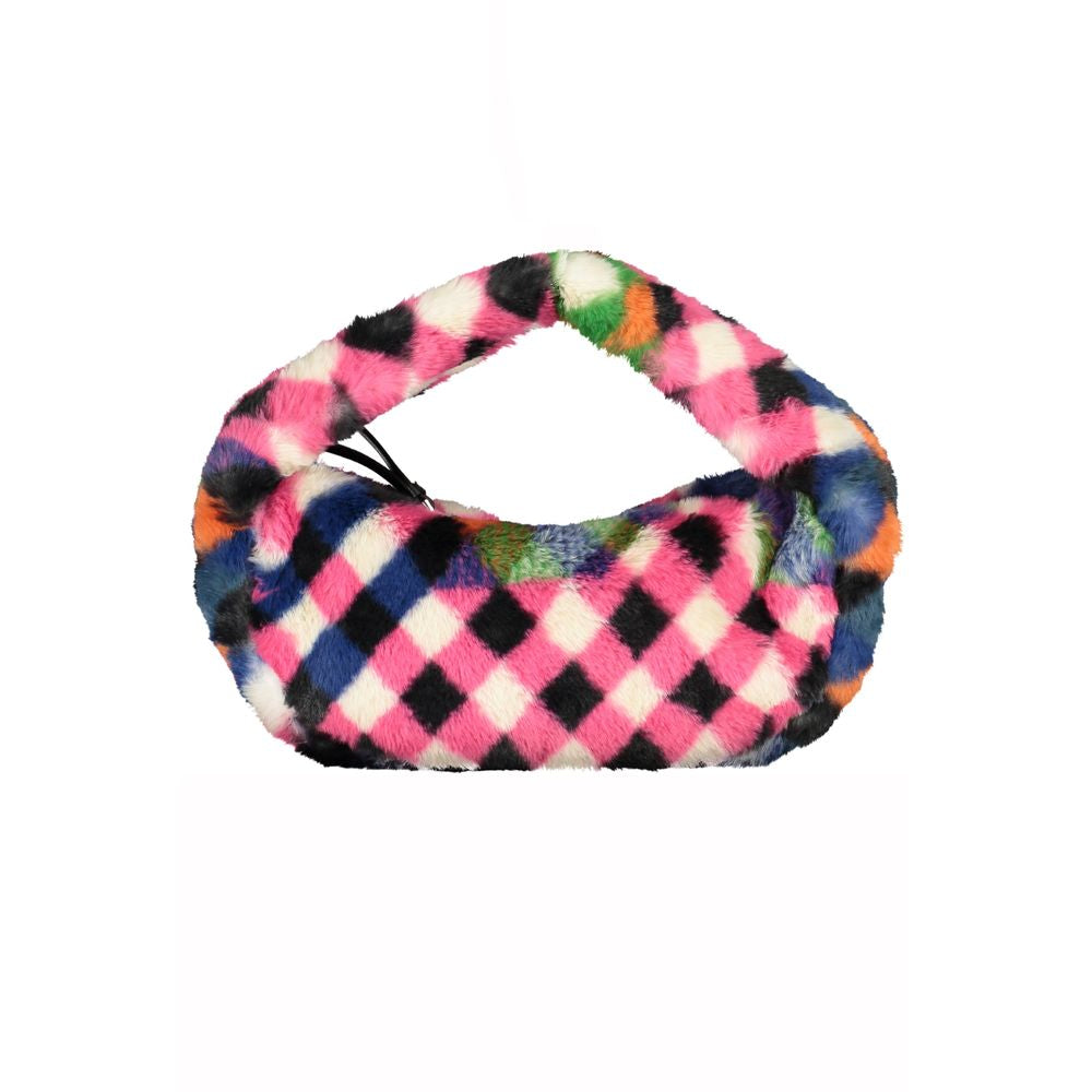 Desigual Multicolour Plaid Fuzzy Shoulder Handbag