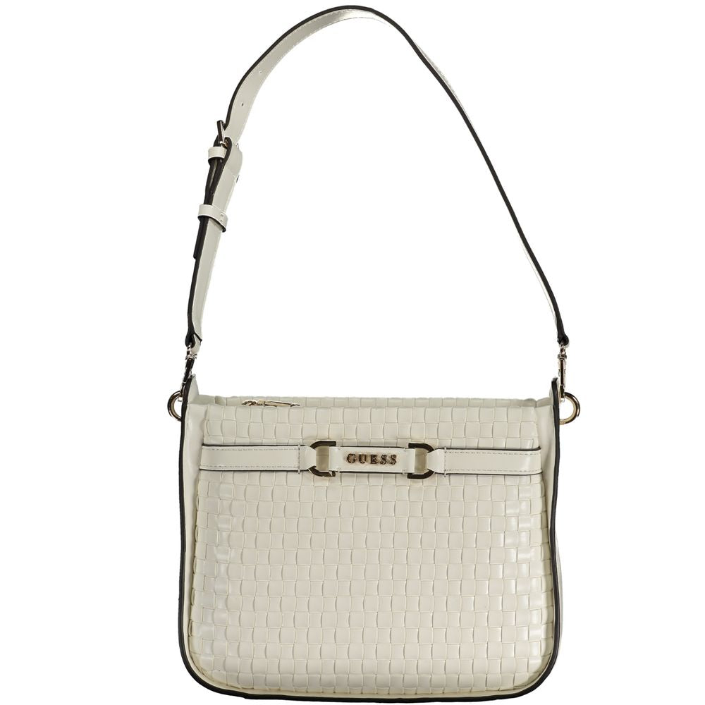 Handbag by Guess Jeans for women in polyethylene white features a refined silhouette, showcasing a secure zipper, organized internal-pockets, and versatile adjustable-strap & handle for a refined finish.