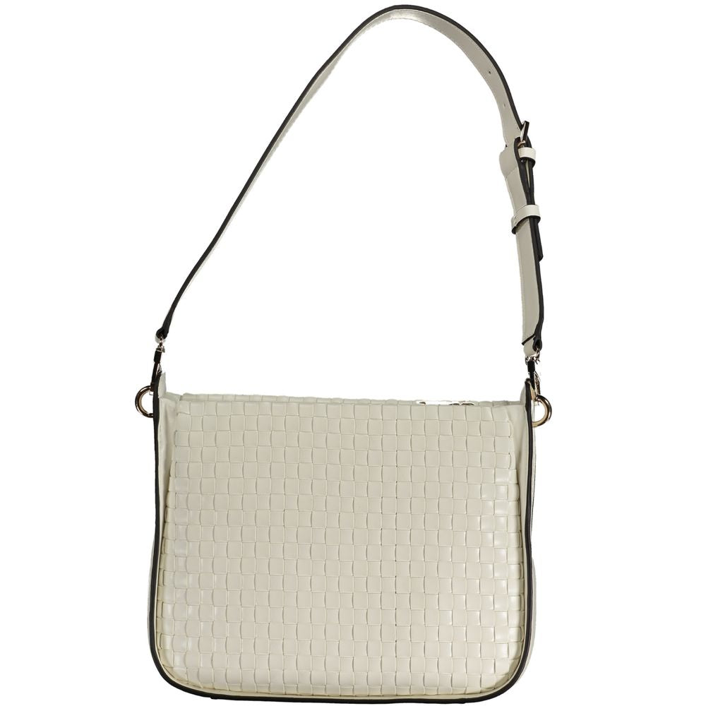 This Handbag by Guess Jeans for women in polyethylene and white presents a sculptural silhouette featuring a secure zipper, ample internal-pockets, and versatile adjustable-strap & handle for a sculptural finish.