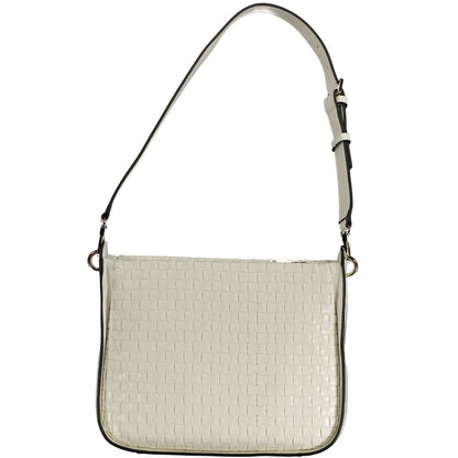 This Handbag by Guess Jeans for women in polyethylene and white presents a sculptural silhouette featuring a secure zipper, ample internal-pockets, and versatile adjustable-strap & handle for a sculptural finish.