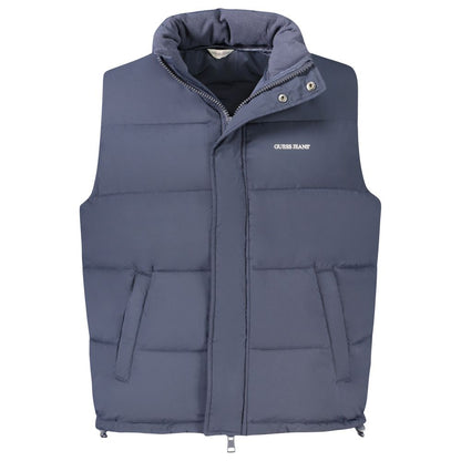 Vest by Guess Jeans for men in polyester blue & print features an contemporary silhouette, showcasing refined thermal & pockets and a contemporary for a sophisticated layered look.