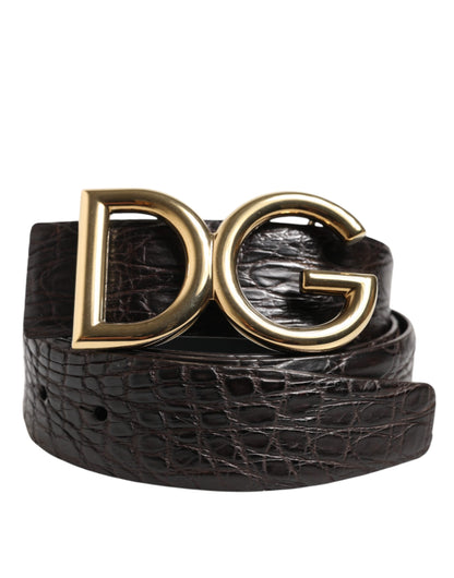 Dolce & Gabbana Metal & Caiman Leather Belt - Black Gold