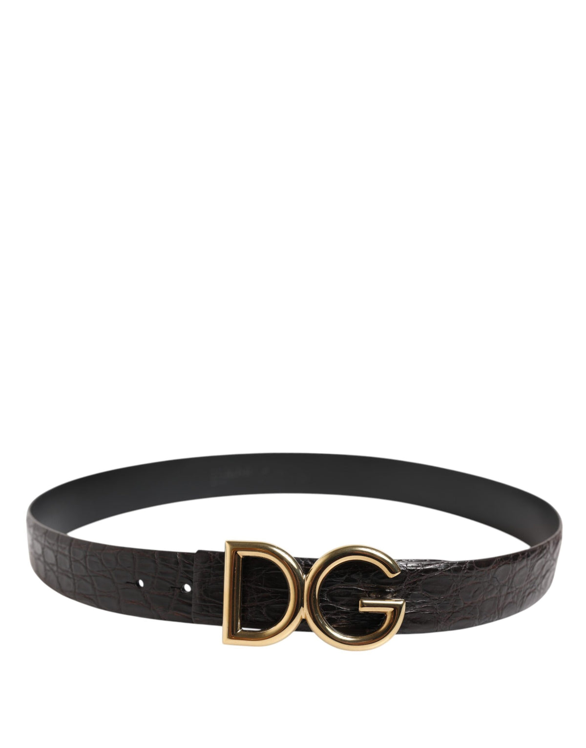 Dolce & Gabbana Metal & Caiman Leather Belt - Black Gold