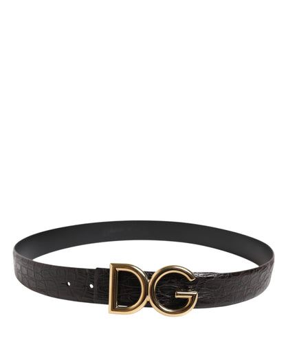 Dolce & Gabbana Metal & Caiman Leather Belt - Black Gold