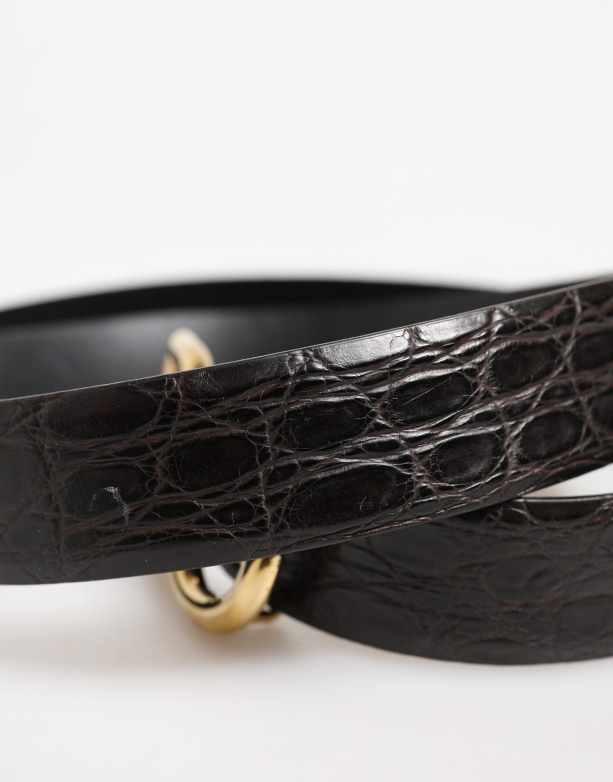 Dolce & Gabbana Metal & Caiman Leather Belt - Black Gold