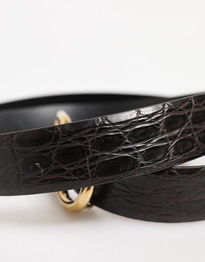 Dolce & Gabbana Metal & Caiman Leather Belt - Black Gold
