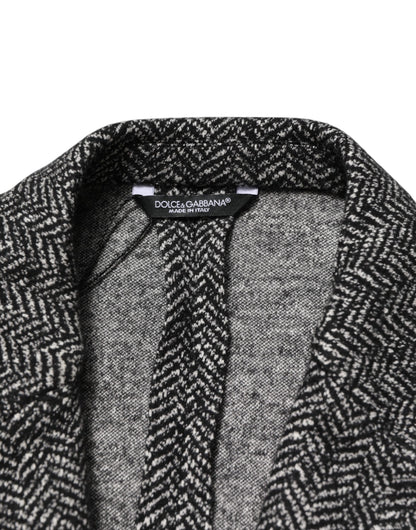 Dolce & Gabbana Men's Double Breasted Viscose Polyester Cotton Wool Blazer - Black White