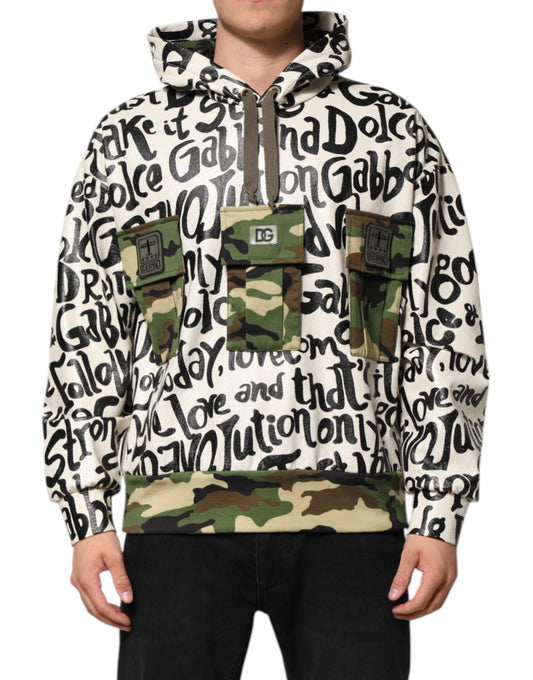 Dolce & Gabbana Men's Cotton Polyester Sweatshirt Hoodie - Multicolor Camouflage Print