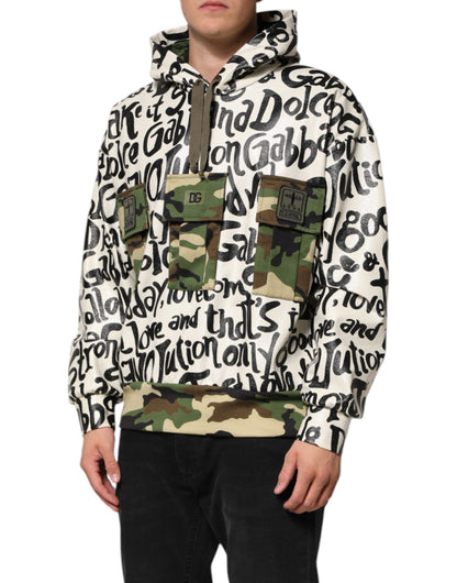 Dolce & Gabbana Men's Cotton Polyester Sweatshirt Hoodie - Multicolor Camouflage Print