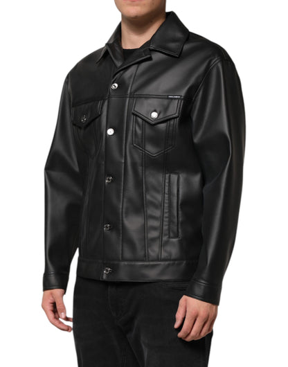 Dolce & Gabbana Men's Biker Paper Polyester & Elastane Jacket - Black