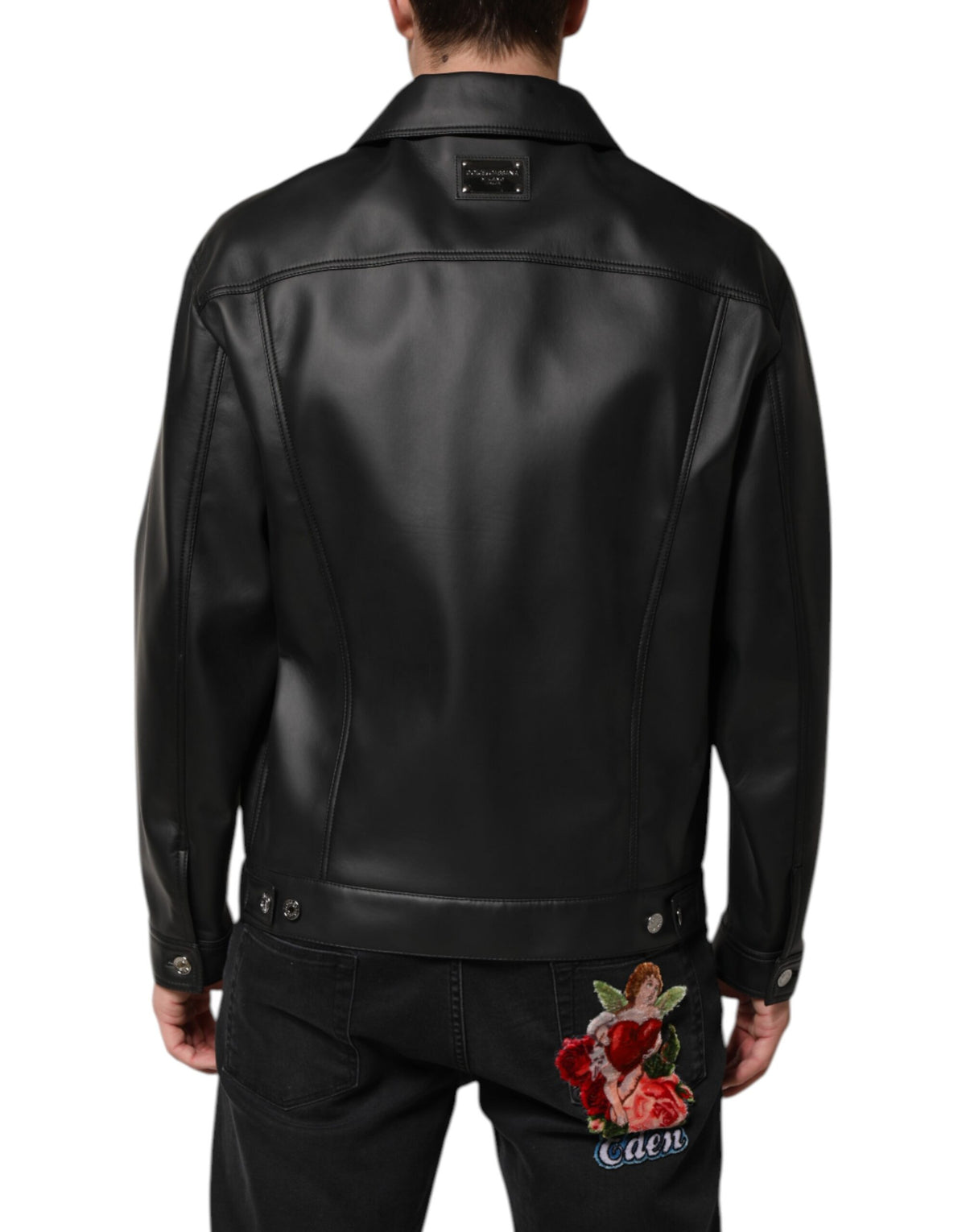 Dolce & Gabbana Men's Biker Paper Polyester & Elastane Jacket - Black