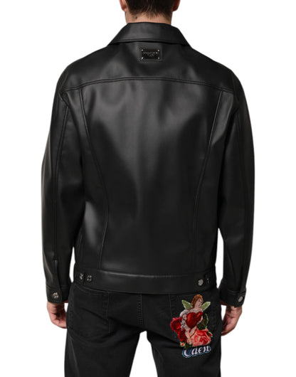 Dolce & Gabbana Men's Biker Paper Polyester & Elastane Jacket - Black