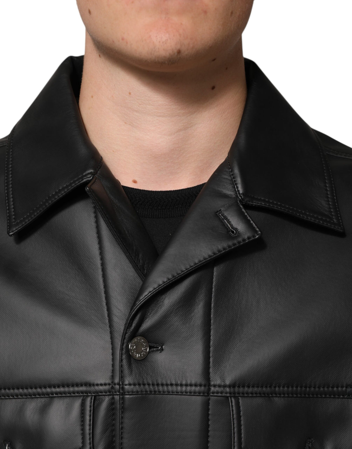 Dolce & Gabbana Men's Biker Paper Polyester & Elastane Jacket - Black