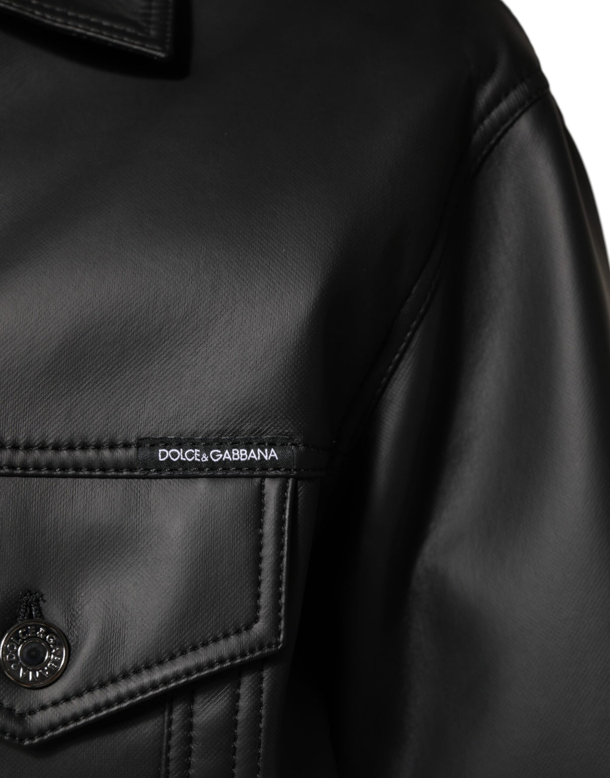 Dolce & Gabbana Men's Biker Paper Polyester & Elastane Jacket - Black