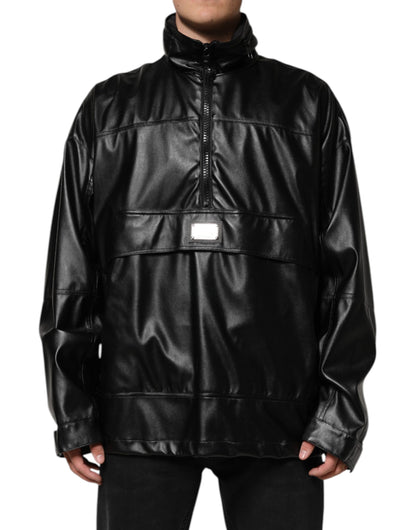 Dolce & Gabbana Black Polyester Logo Plaque Bomber Jacket