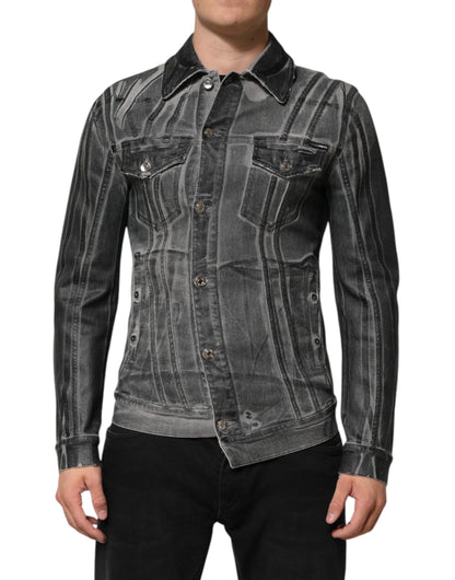 Dolce & Gabbana Gray Washed Cotton Stretch Denim Jacket