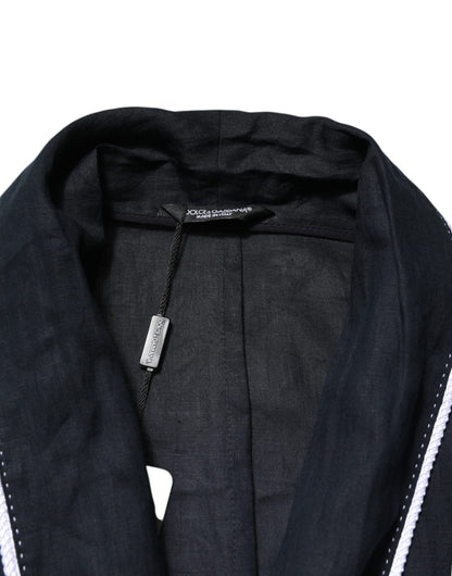 Dolce & Gabbana Dark Blue DG Embroidery Jacket Robe Blazer