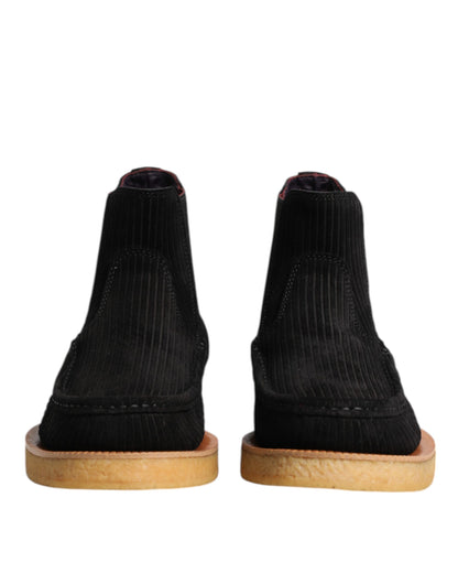 Dolce & Gabbana Men's Polyester Rubber Suede & Calf Leather Ankle Boots - Black