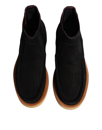 Dolce & Gabbana Men's Polyester Rubber Suede & Calf Leather Ankle Boots - Black