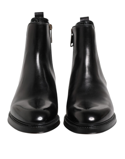 Dolce & Gabbana Men's Polyester & Calf Leather Chelsea Mid-Calf Boots - Black