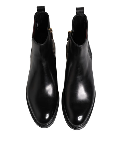 Dolce & Gabbana Men's Polyester & Calf Leather Chelsea Mid-Calf Boots - Black