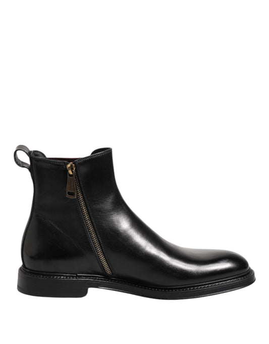 Dolce & Gabbana Men's Polyester & Calf Leather Chelsea Mid-Calf Boots - Black