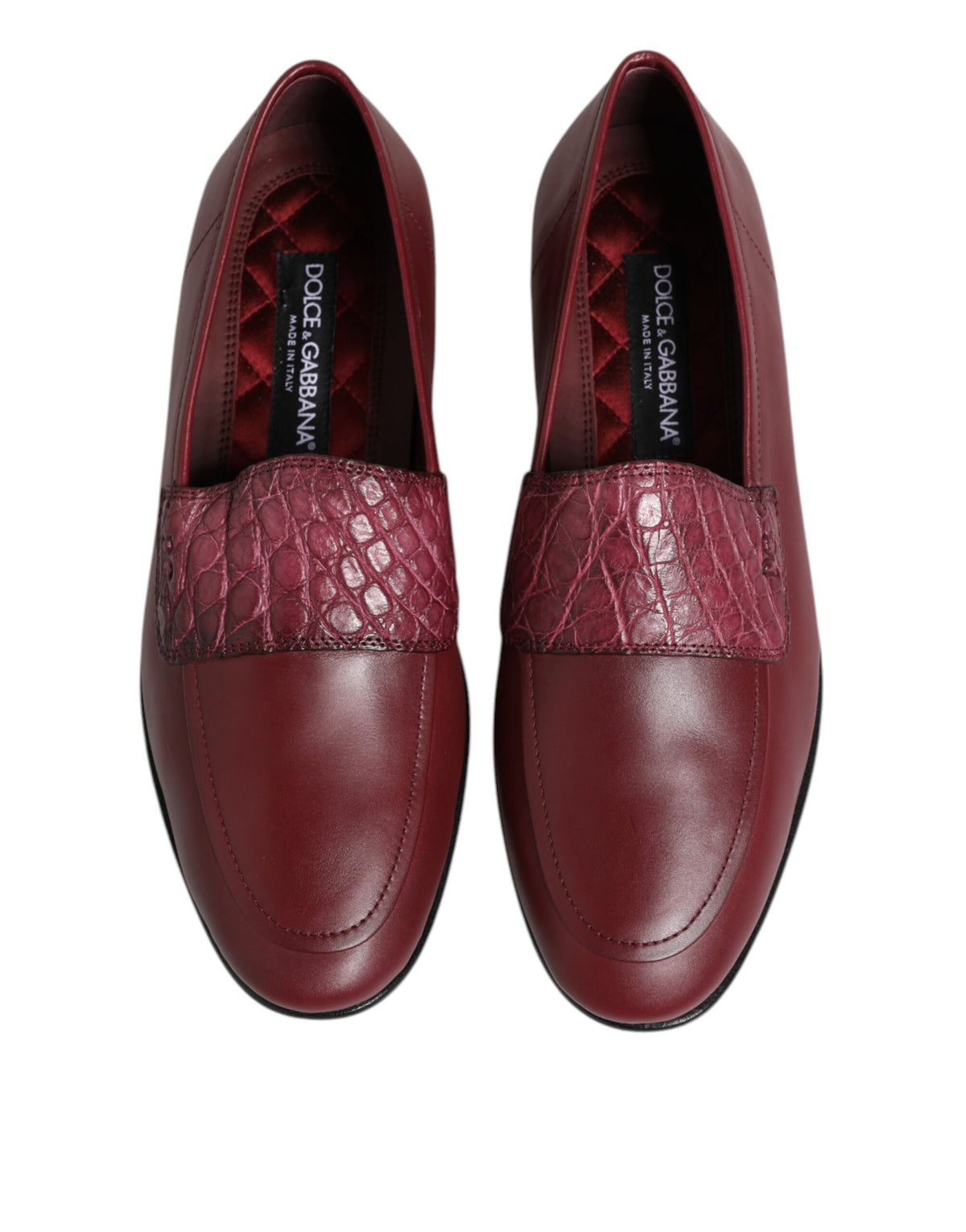 Dolce & Gabbana Men's Caiman & Calfskin Leather Slip-On Shoes - Burgundy