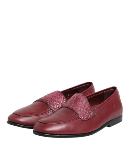 Dolce & Gabbana Men's Caiman & Calfskin Leather Slip-On Shoes - Burgundy