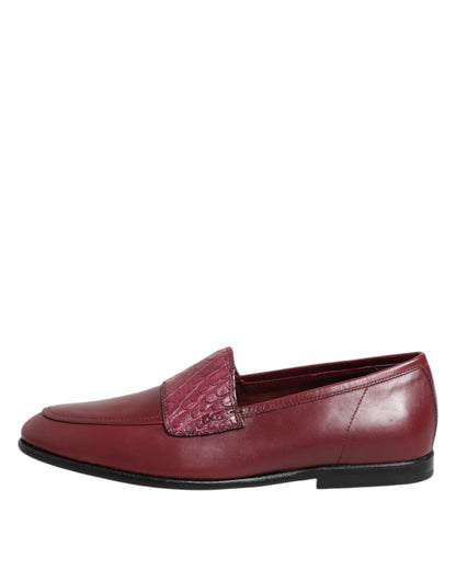 Dolce & Gabbana Men's Caiman & Calfskin Leather Slip-On Shoes - Burgundy