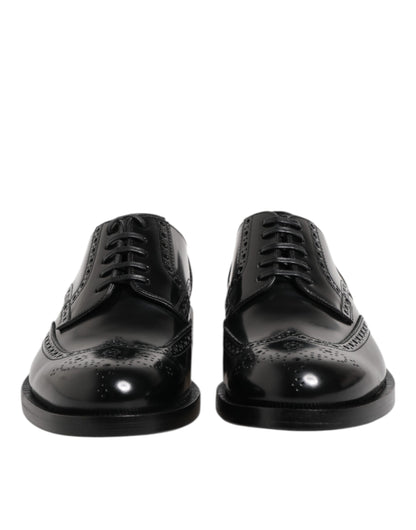 Dolce & Gabbana Men's Calfskin Leather Derby Lace-Up Shoes - Black