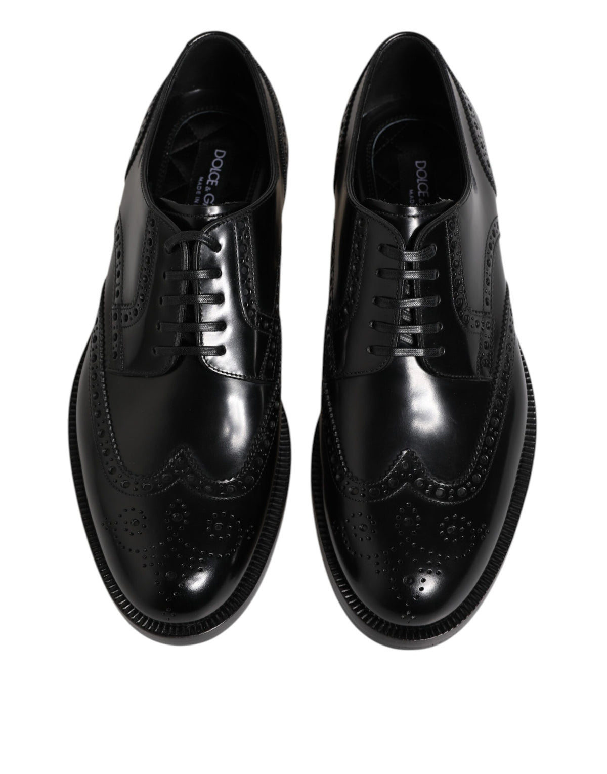 Dolce & Gabbana Men's Calfskin Leather Derby Lace-Up Shoes - Black