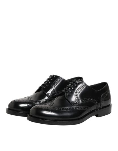 Dolce & Gabbana Men's Calfskin Leather Derby Lace-Up Shoes - Black