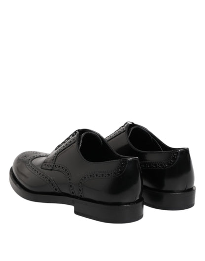 Dolce & Gabbana Men's Calfskin Leather Derby Lace-Up Shoes - Black