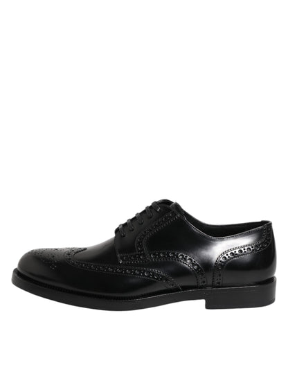 Dolce & Gabbana Men's Calfskin Leather Derby Lace-Up Shoes - Black