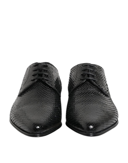 Dolce & Gabbana Men's Exotic & Python Leather Derby Lace-Up Shoes - Black