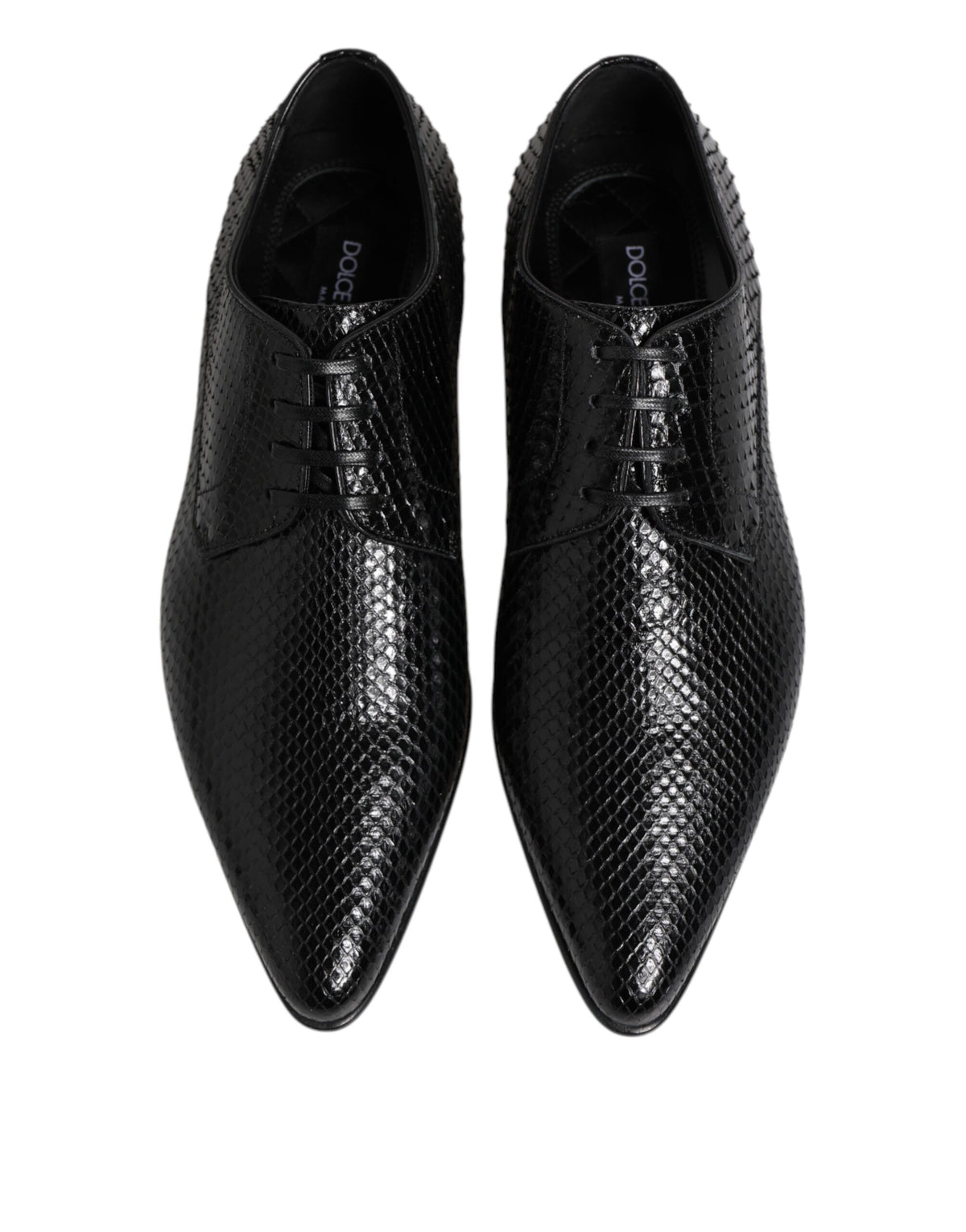 Dolce & Gabbana Men's Exotic & Python Leather Derby Lace-Up Shoes - Black