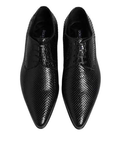 Dolce & Gabbana Men's Exotic & Python Leather Derby Lace-Up Shoes - Black