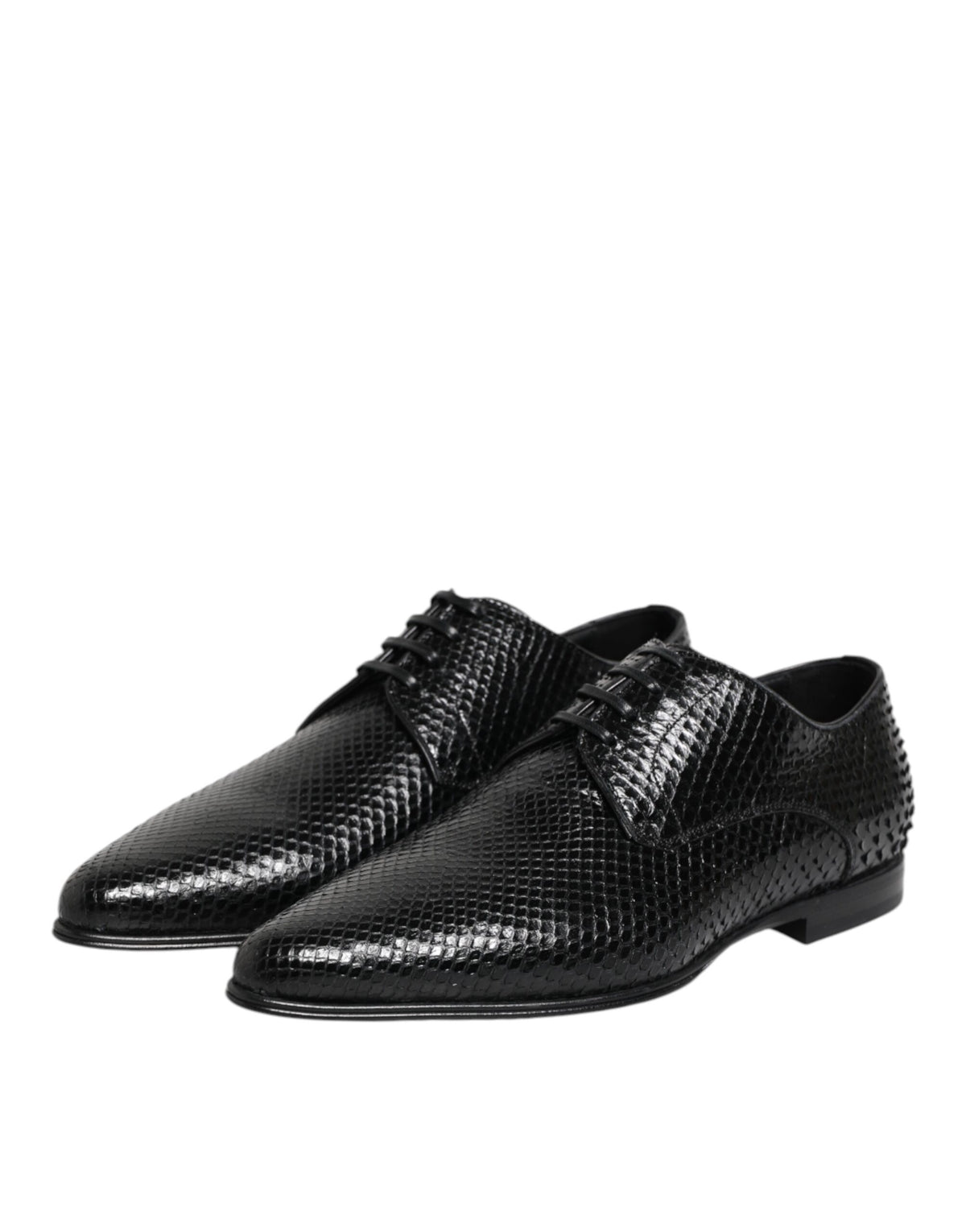 Dolce & Gabbana Men's Exotic & Python Leather Derby Lace-Up Shoes - Black